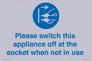 Please switch this appliance off at the socket when not in use